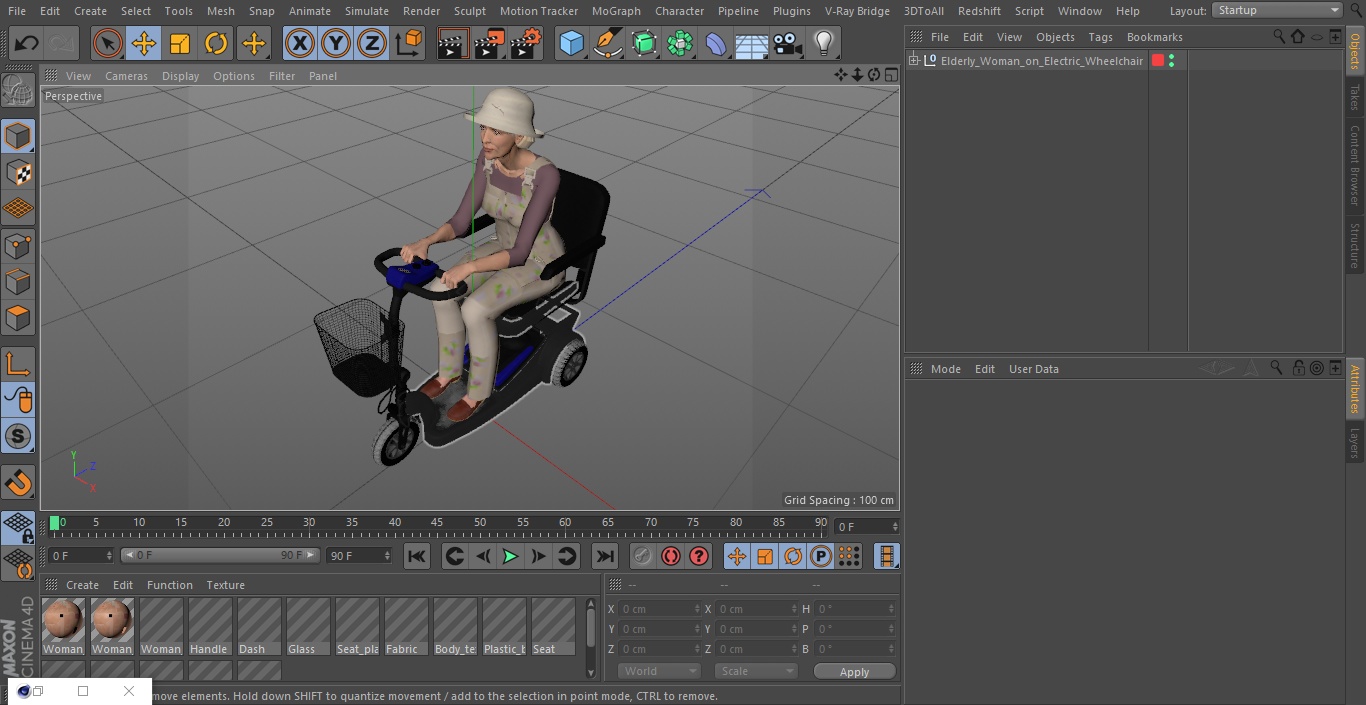 3D Elderly Woman on Electric Wheelchair