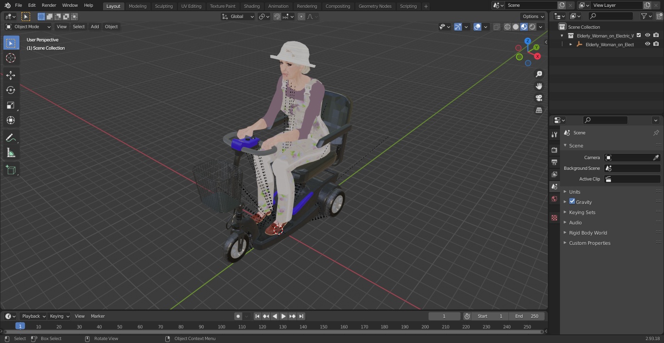 3D Elderly Woman on Electric Wheelchair