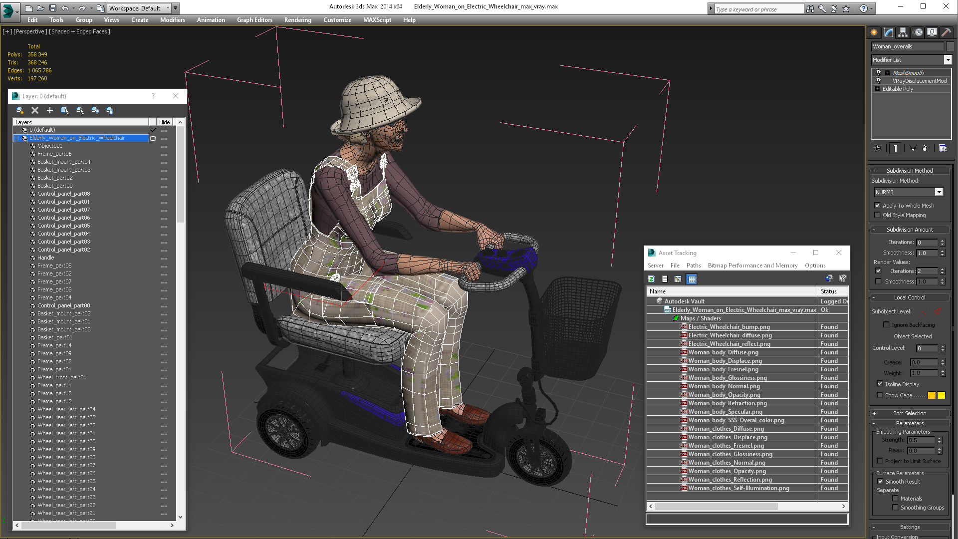 3D Elderly Woman on Electric Wheelchair