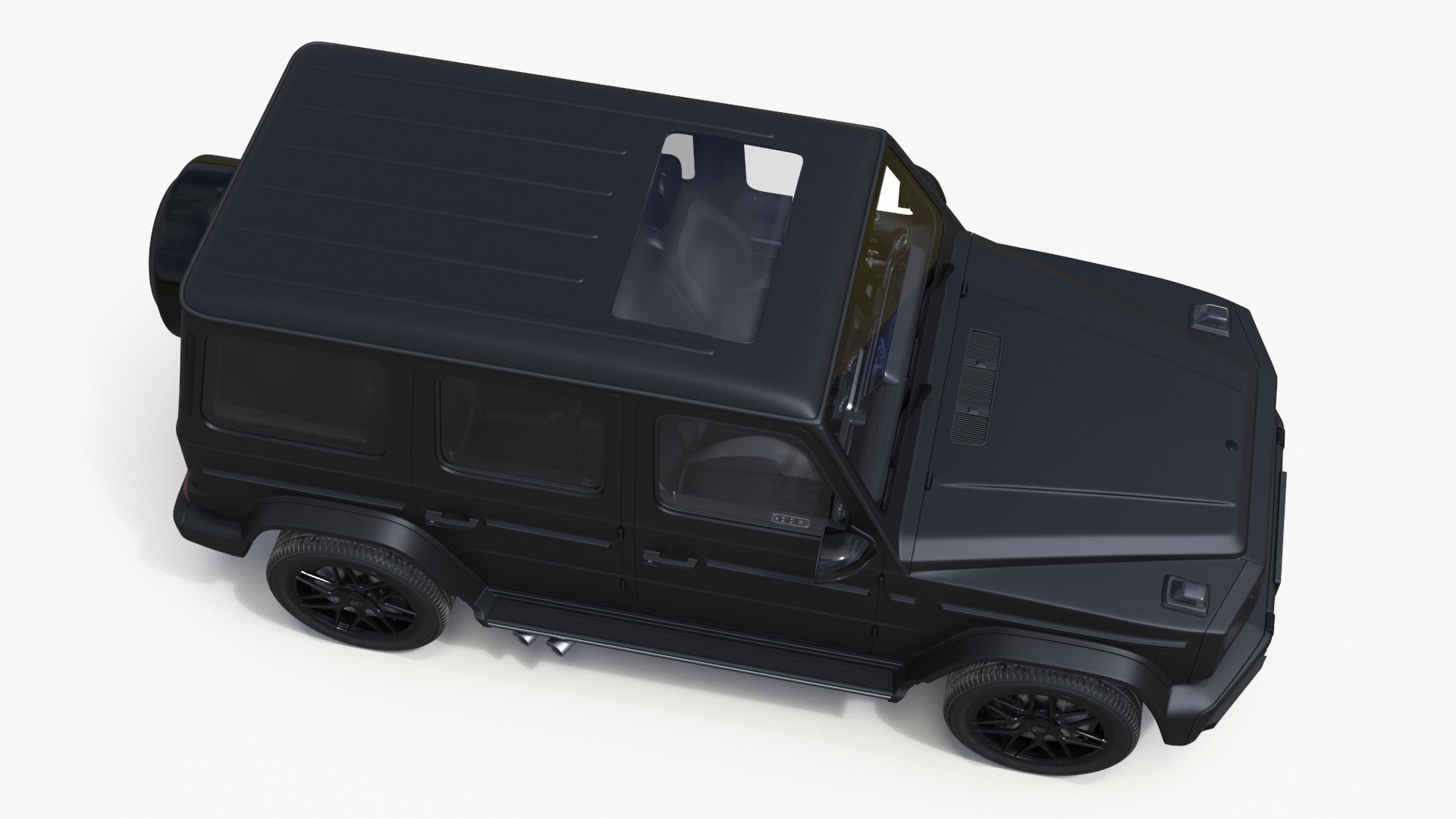 3D Modern Luxury SUV Black Matte Rigged