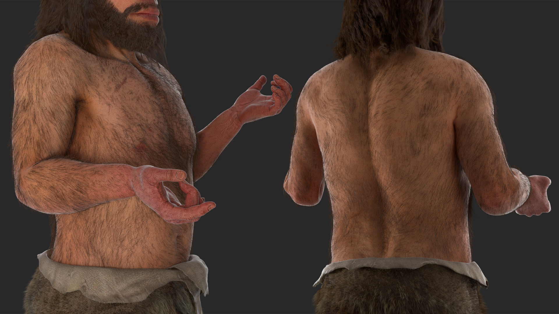 3D Stand Neanderthal Fur