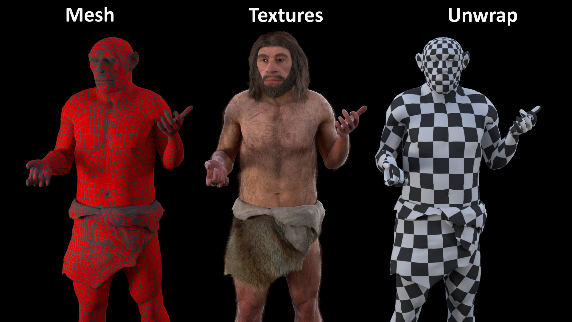 3D Stand Neanderthal Fur