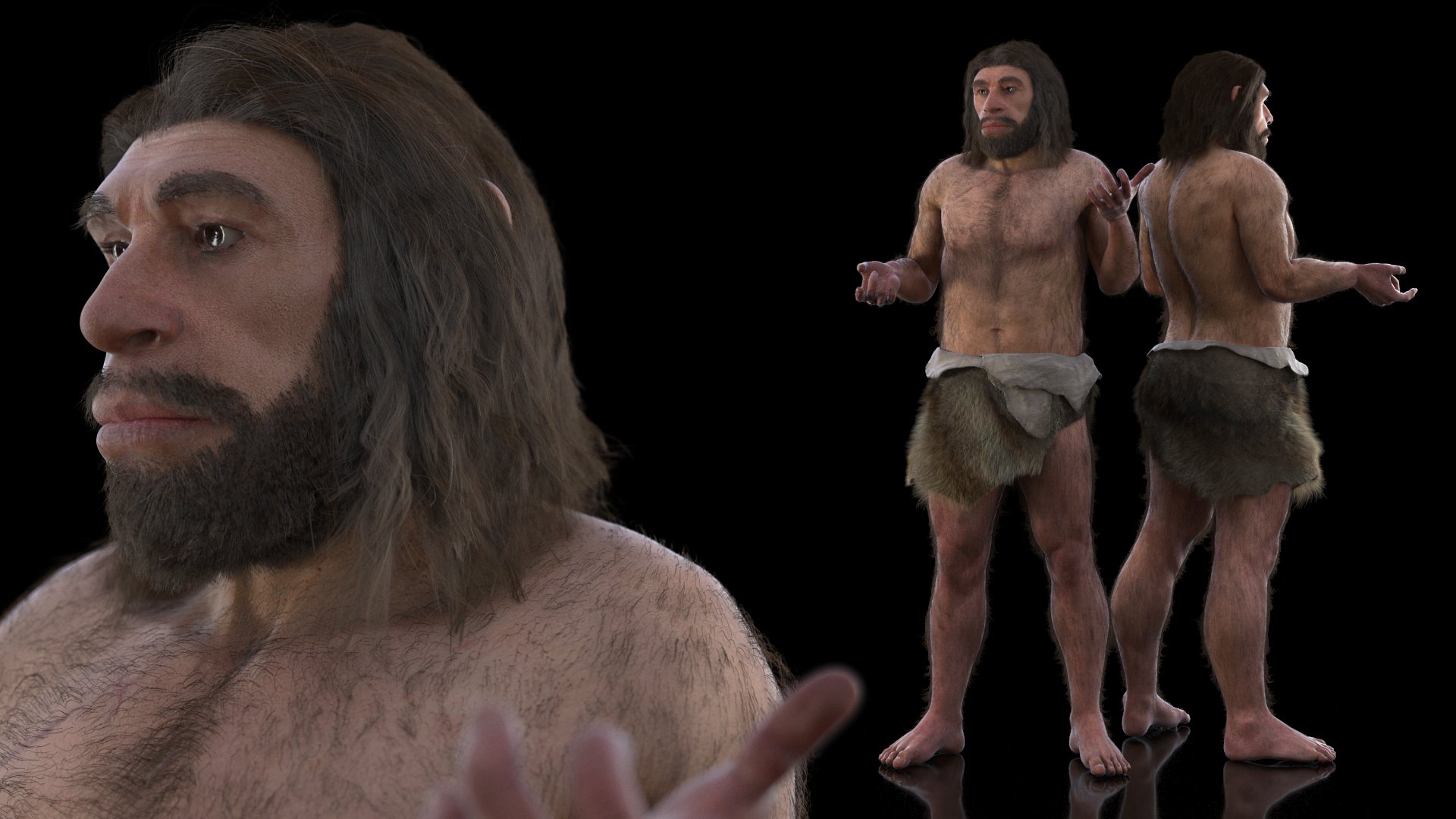 3D Stand Neanderthal Fur