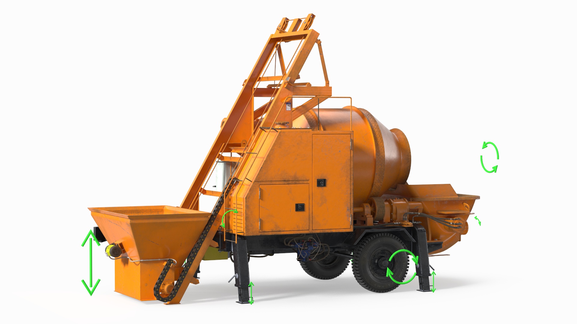 3D Concrete Mixer Pump JBT40 Dirty Rigged model