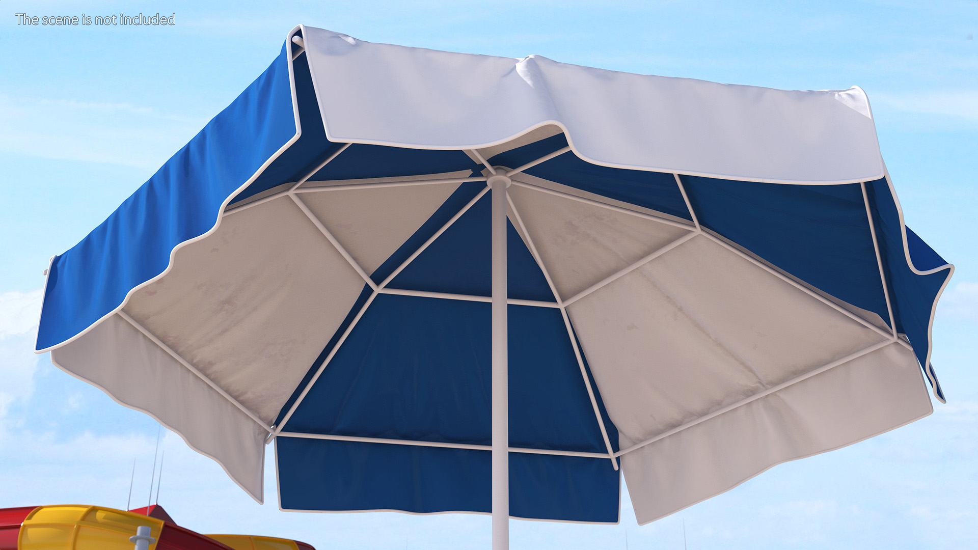 Beach Umbrella Blue and White 3D model