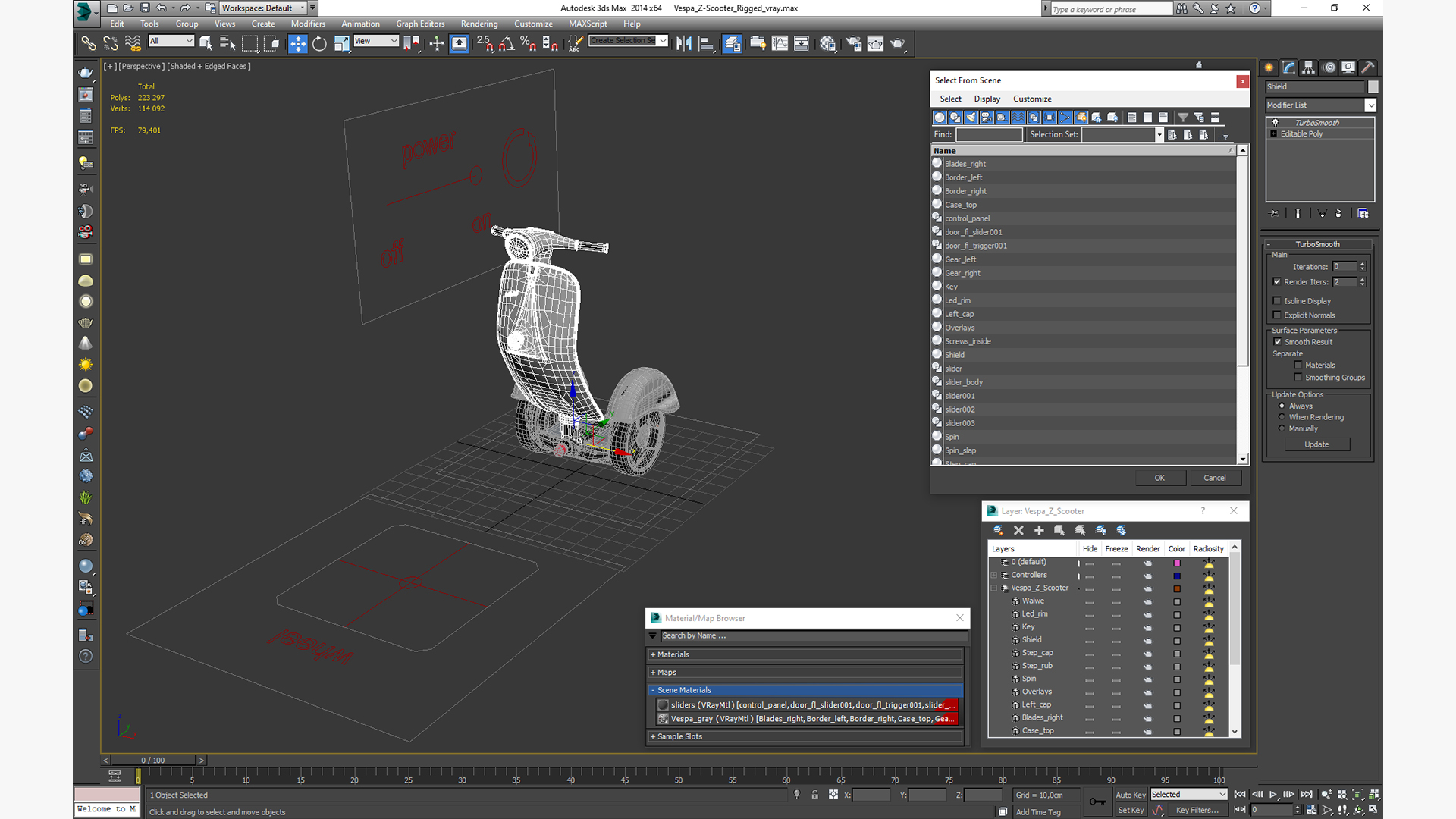 Vespa Z-Scooter Rigged 3D