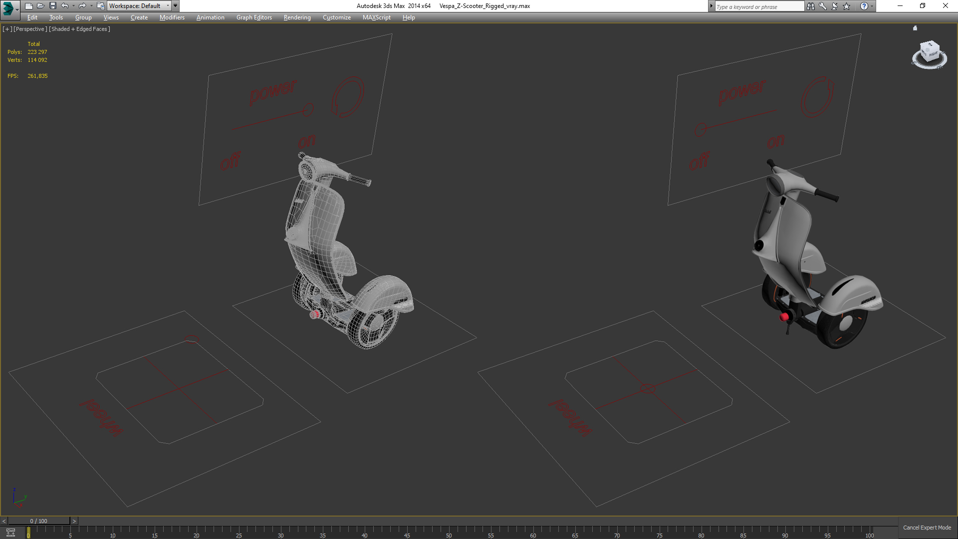 Vespa Z-Scooter Rigged 3D