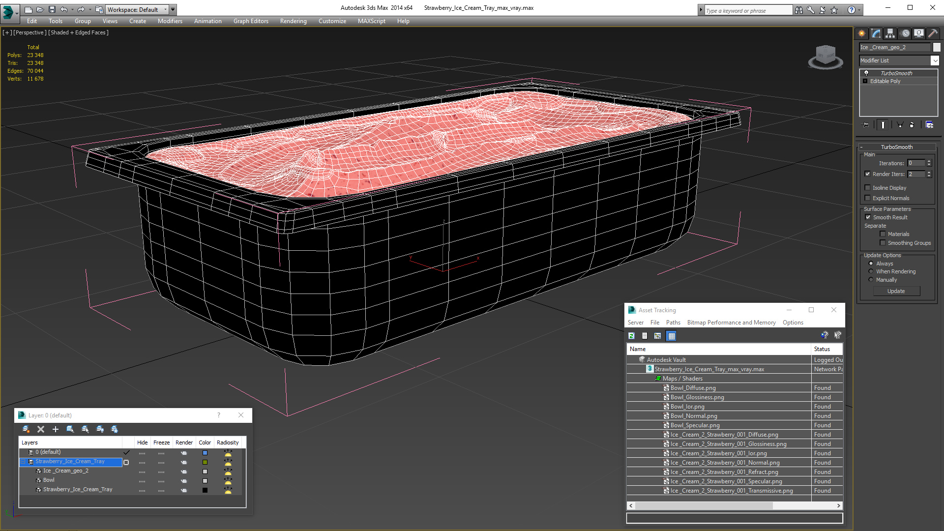 3D model Strawberry Ice Cream Tray