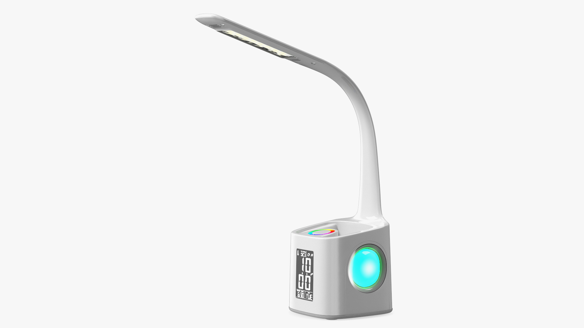 White Smart Desk Lamp with Clock 3D