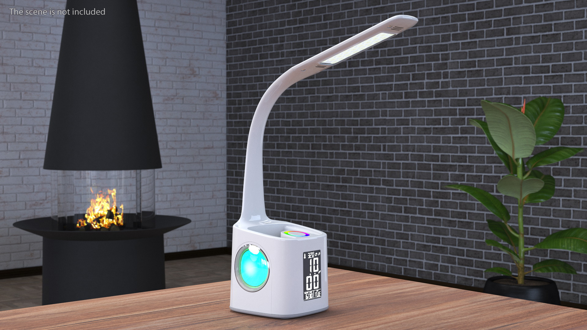 White Smart Desk Lamp with Clock 3D