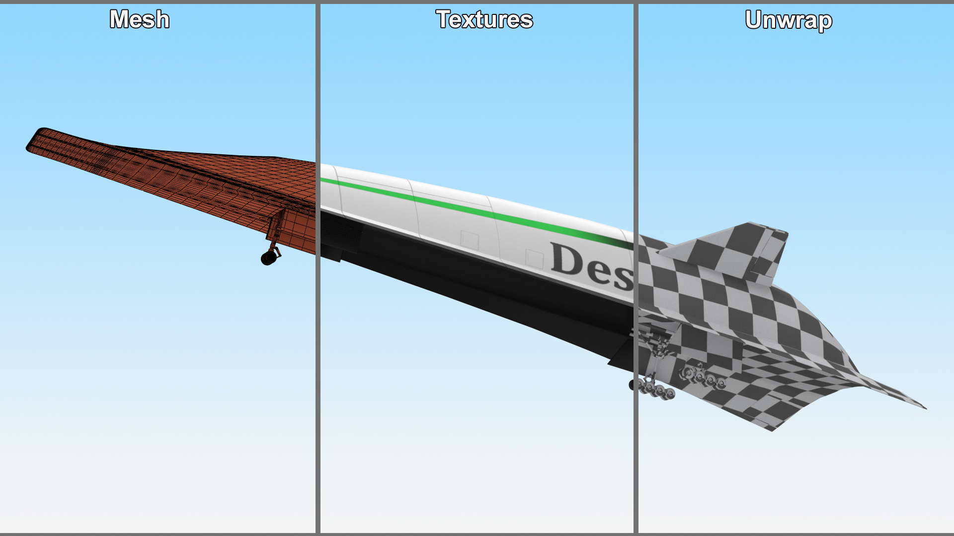 3D Hypersonic Plane Destinus S New Rigged model