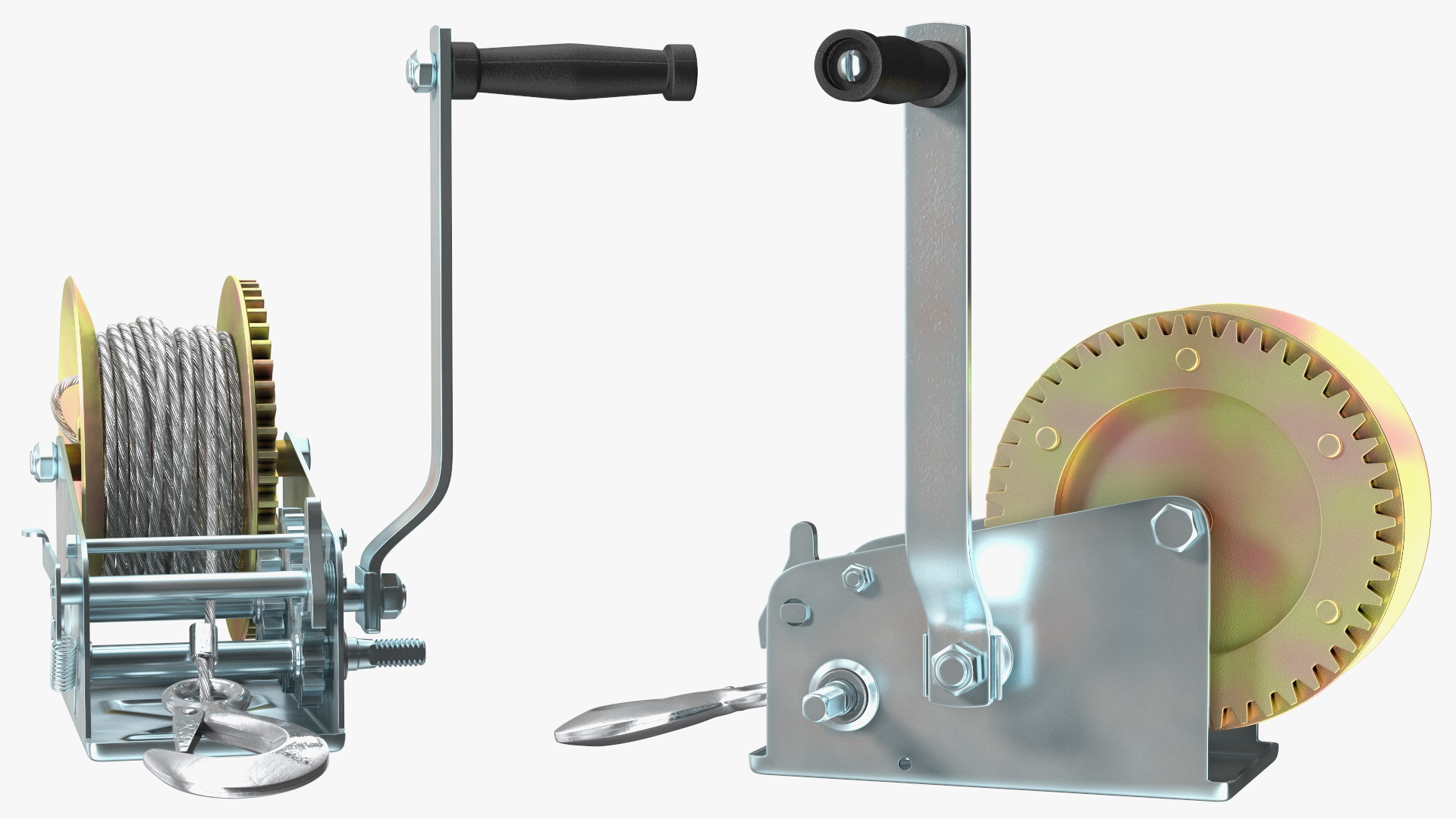 3D Hand Crank Winch with Steel Cable model