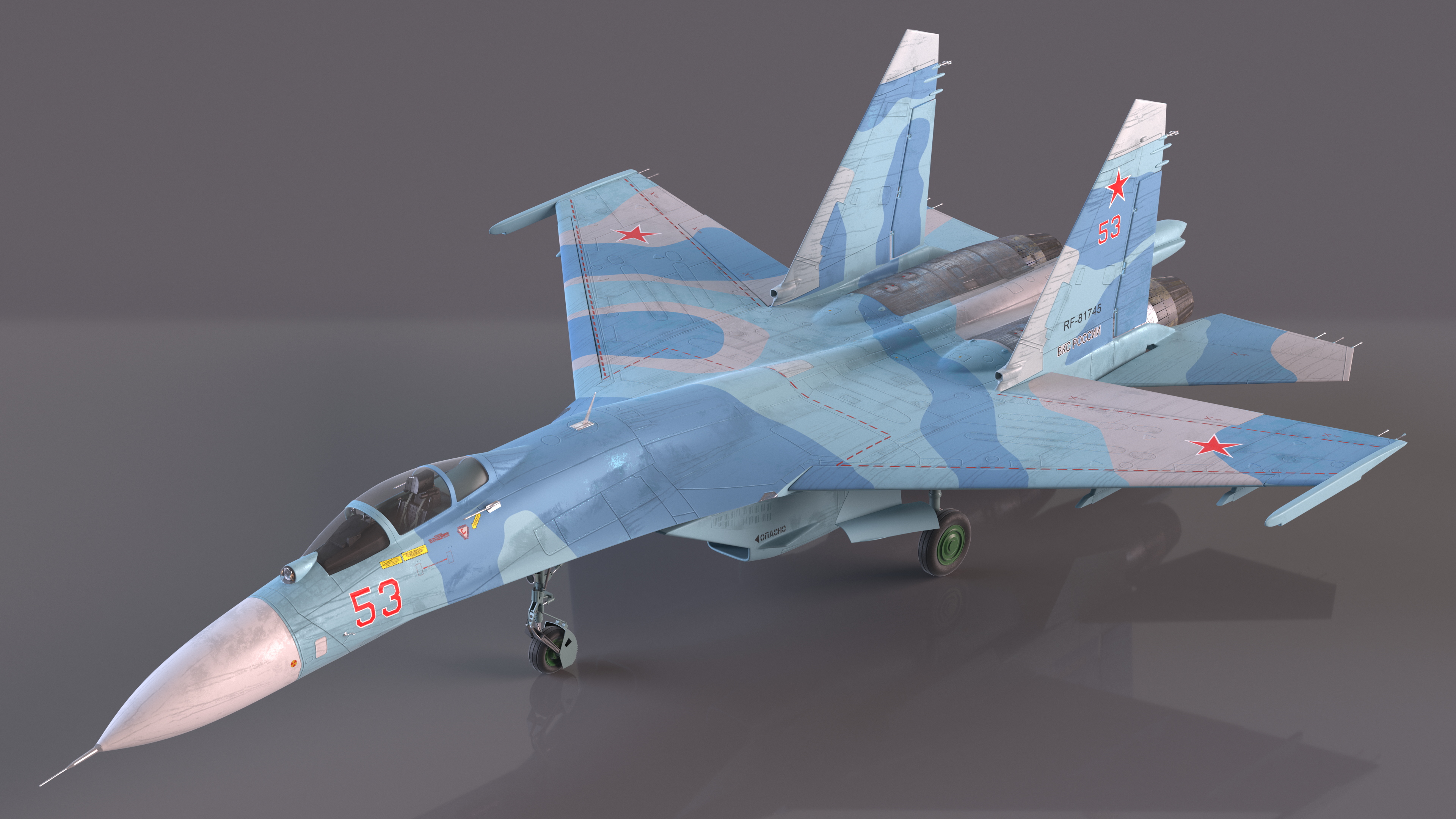 3D Russian Jet Aeroplane Sukhoi Su-27 Flanker Rigged for Cinema 4D model