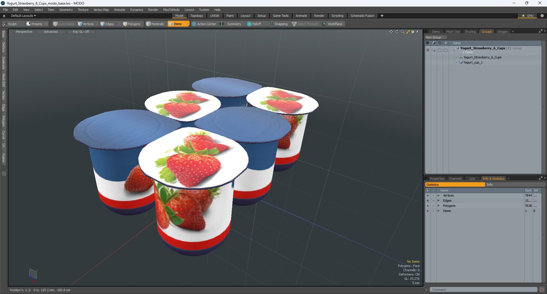 Yogurt Strawberry 6 Cups 3D model