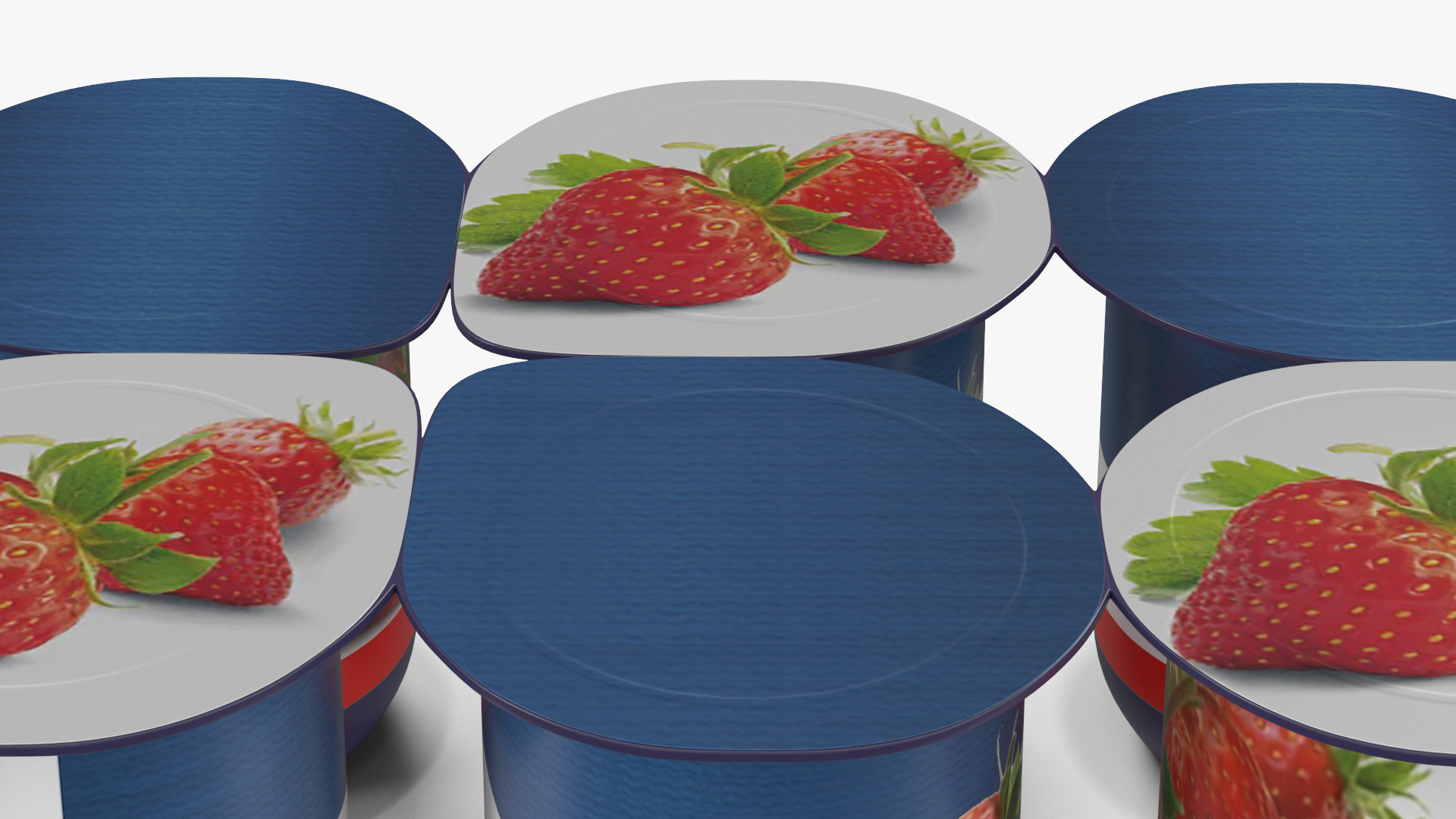 Yogurt Strawberry 6 Cups 3D model