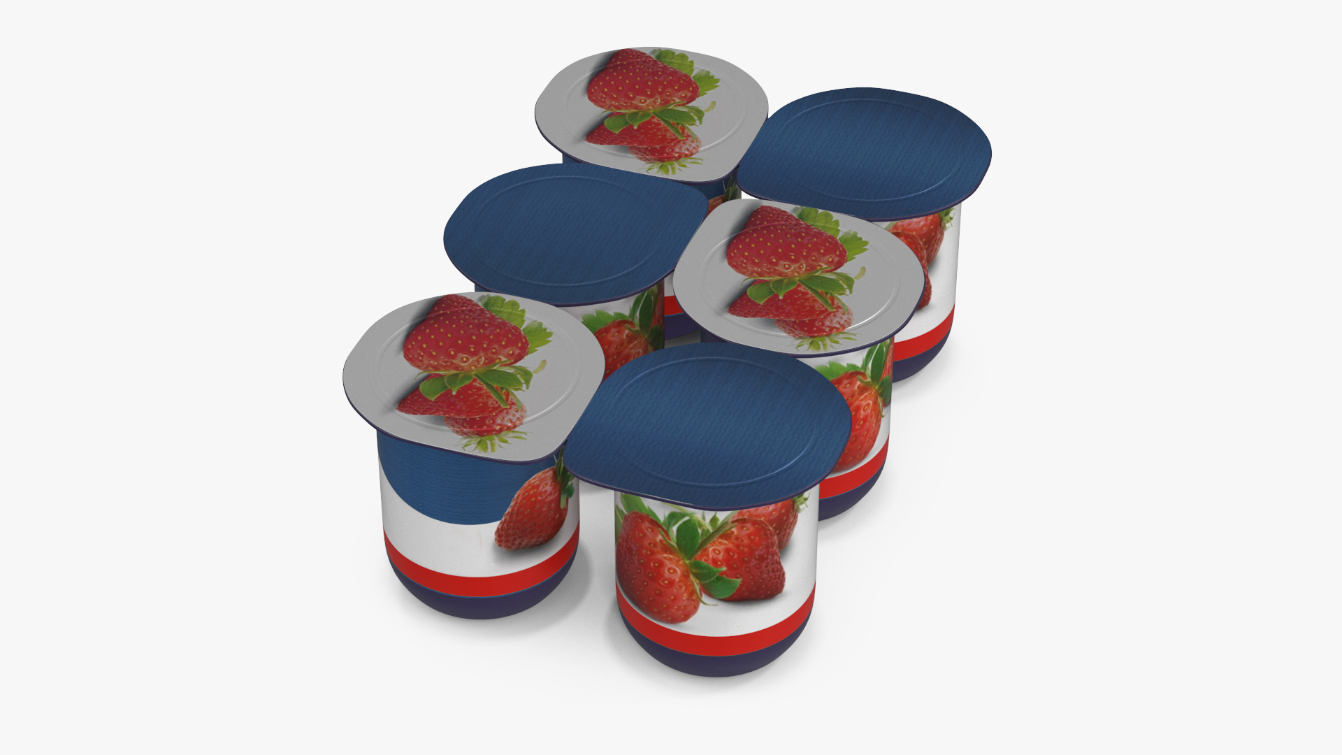 Yogurt Strawberry 6 Cups 3D model