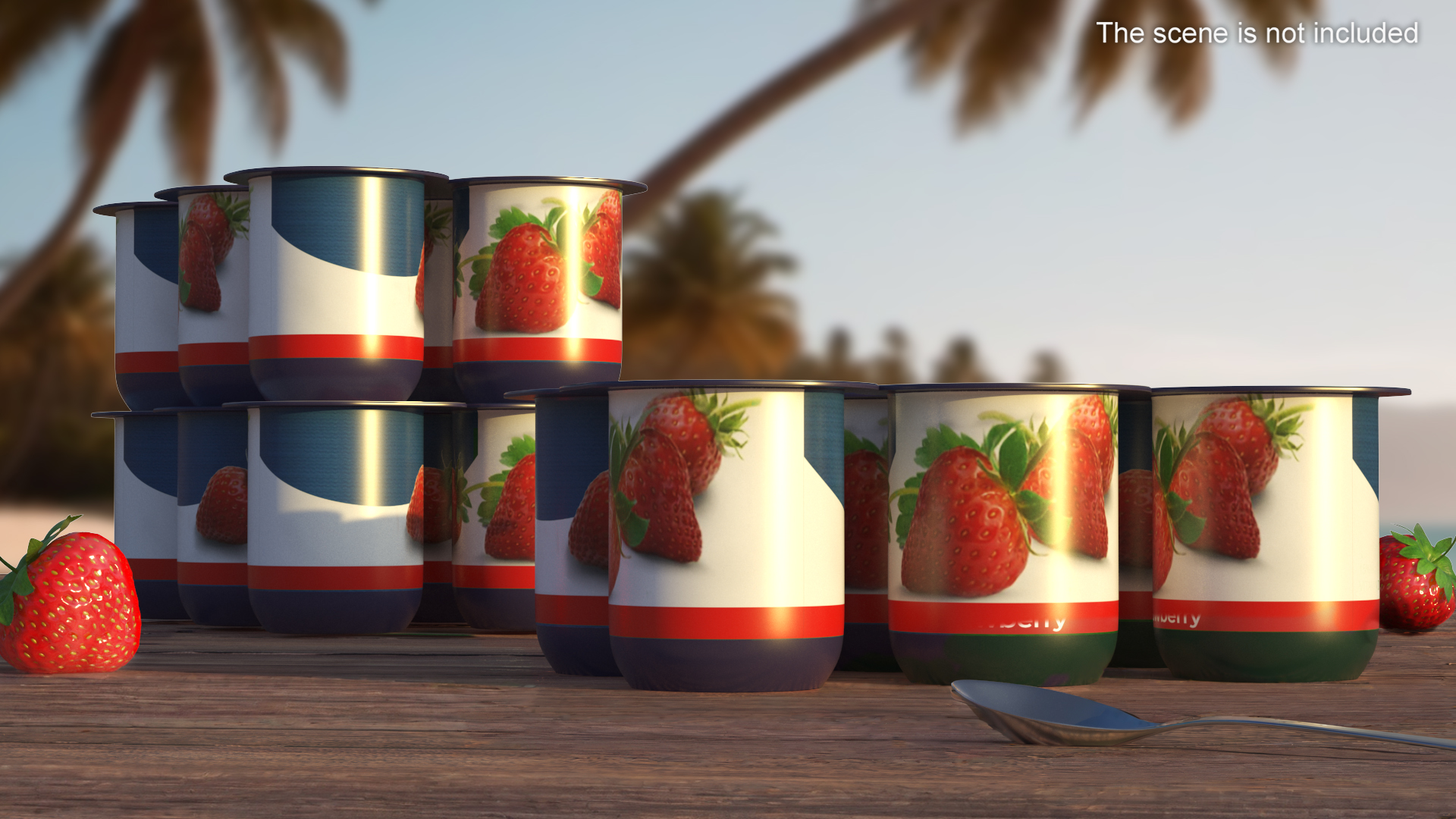 Yogurt Strawberry 6 Cups 3D model