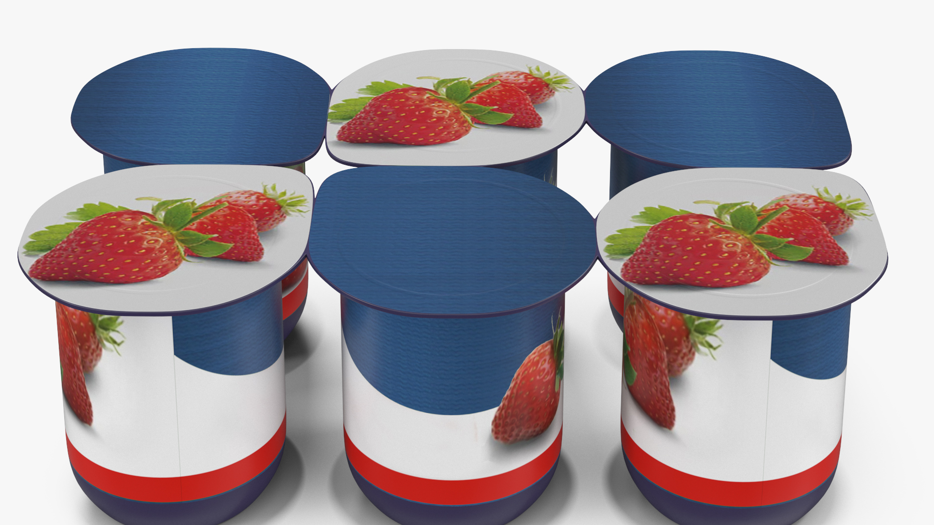 Yogurt Strawberry 6 Cups 3D model