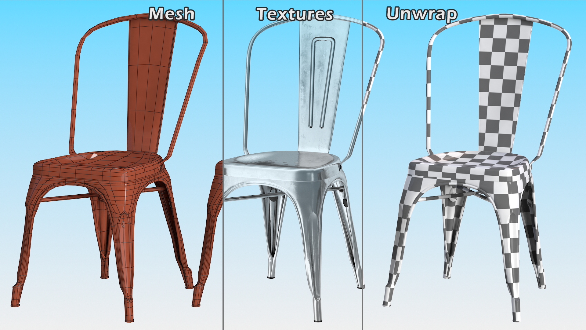 3D Iron Folding Chair model