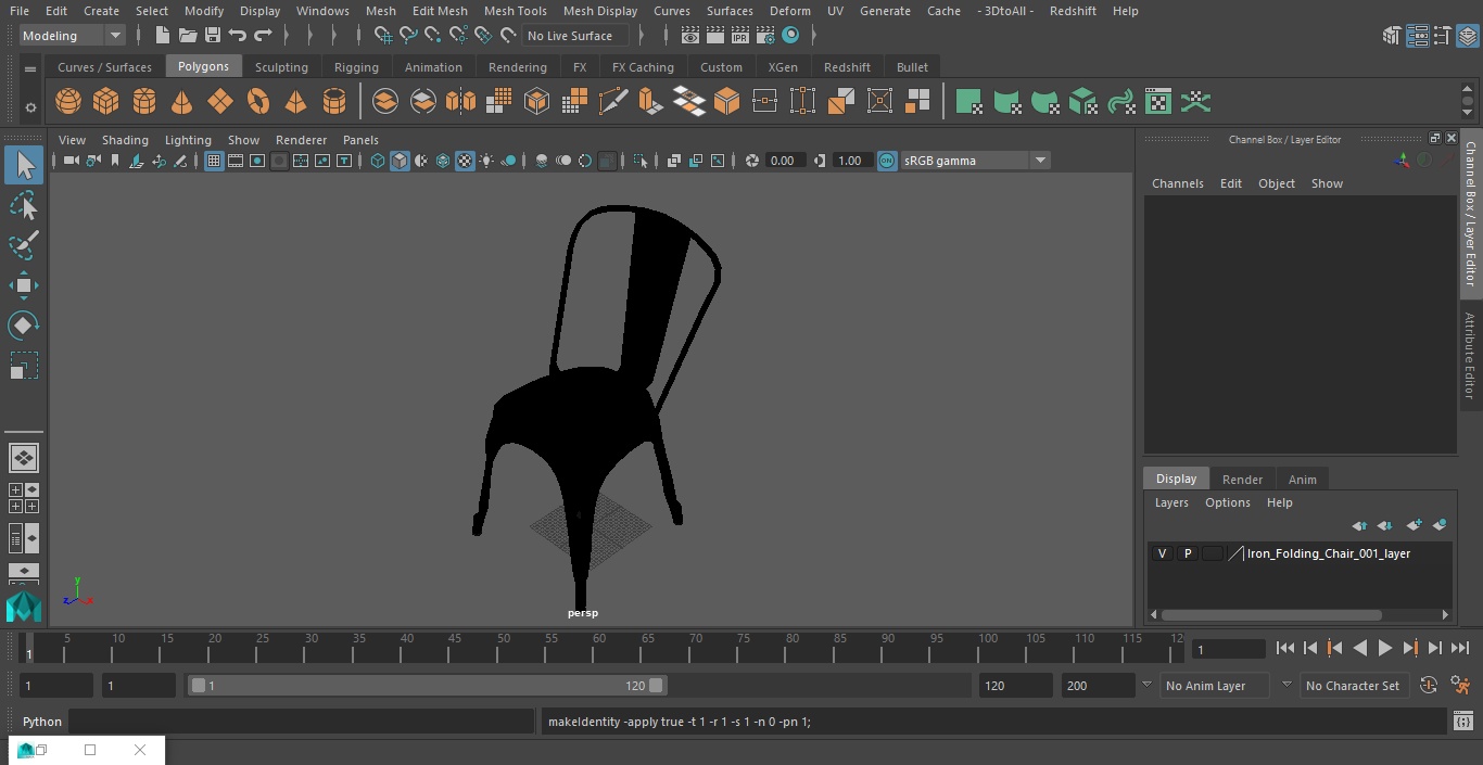 3D Iron Folding Chair model