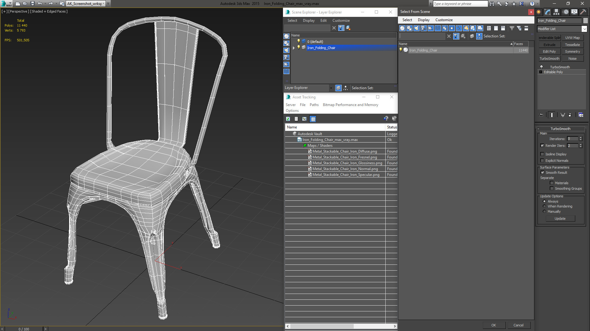 3D Iron Folding Chair model