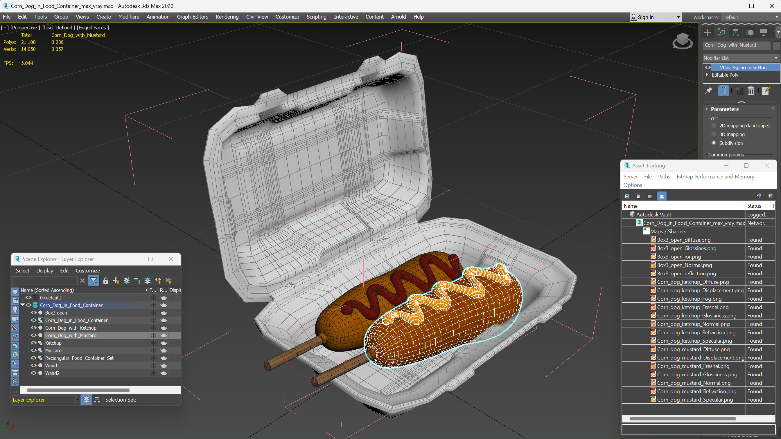 3D Corn Dog in Food Container