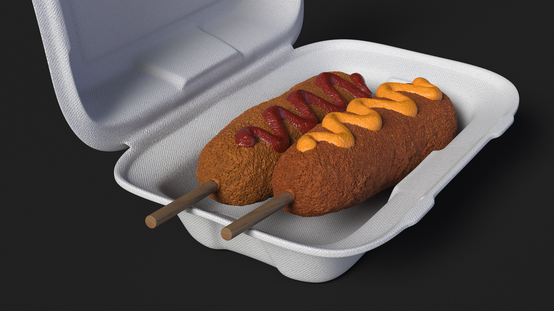 3D Corn Dog in Food Container