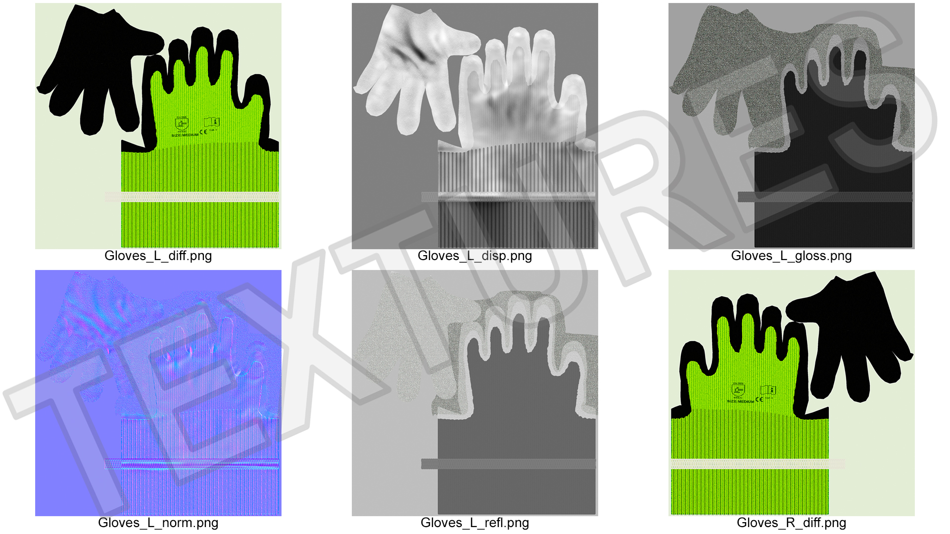 3D Hands in Safety Work Gloves Green model