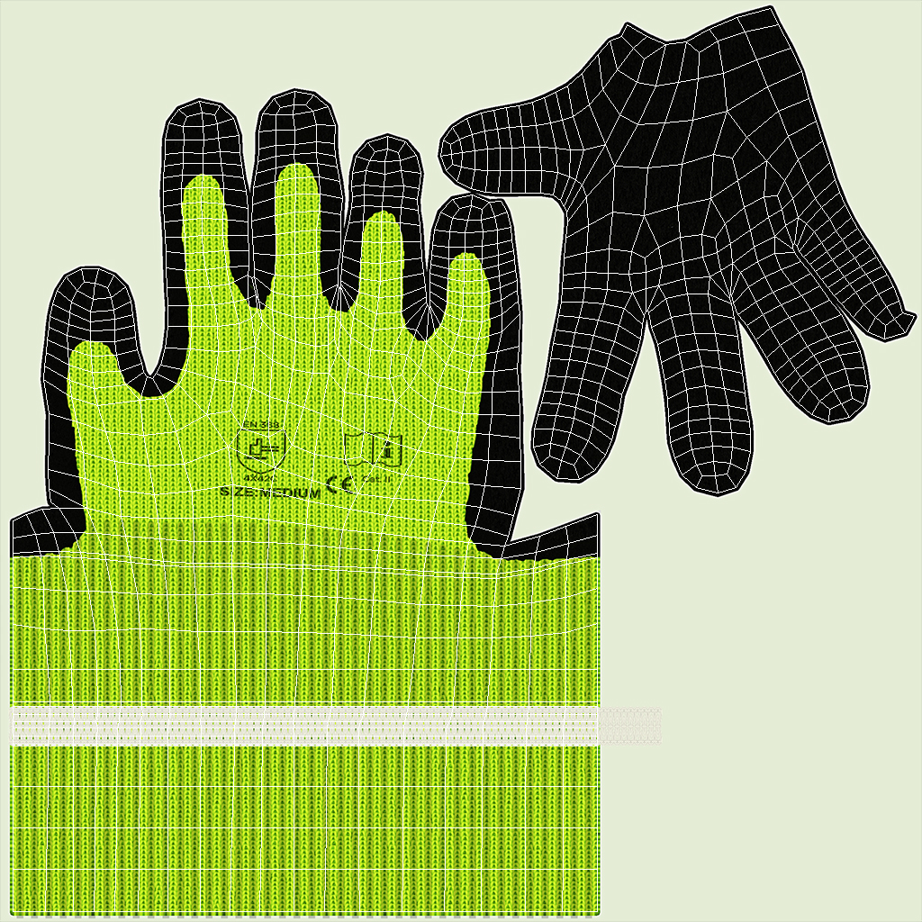 3D Hands in Safety Work Gloves Green model