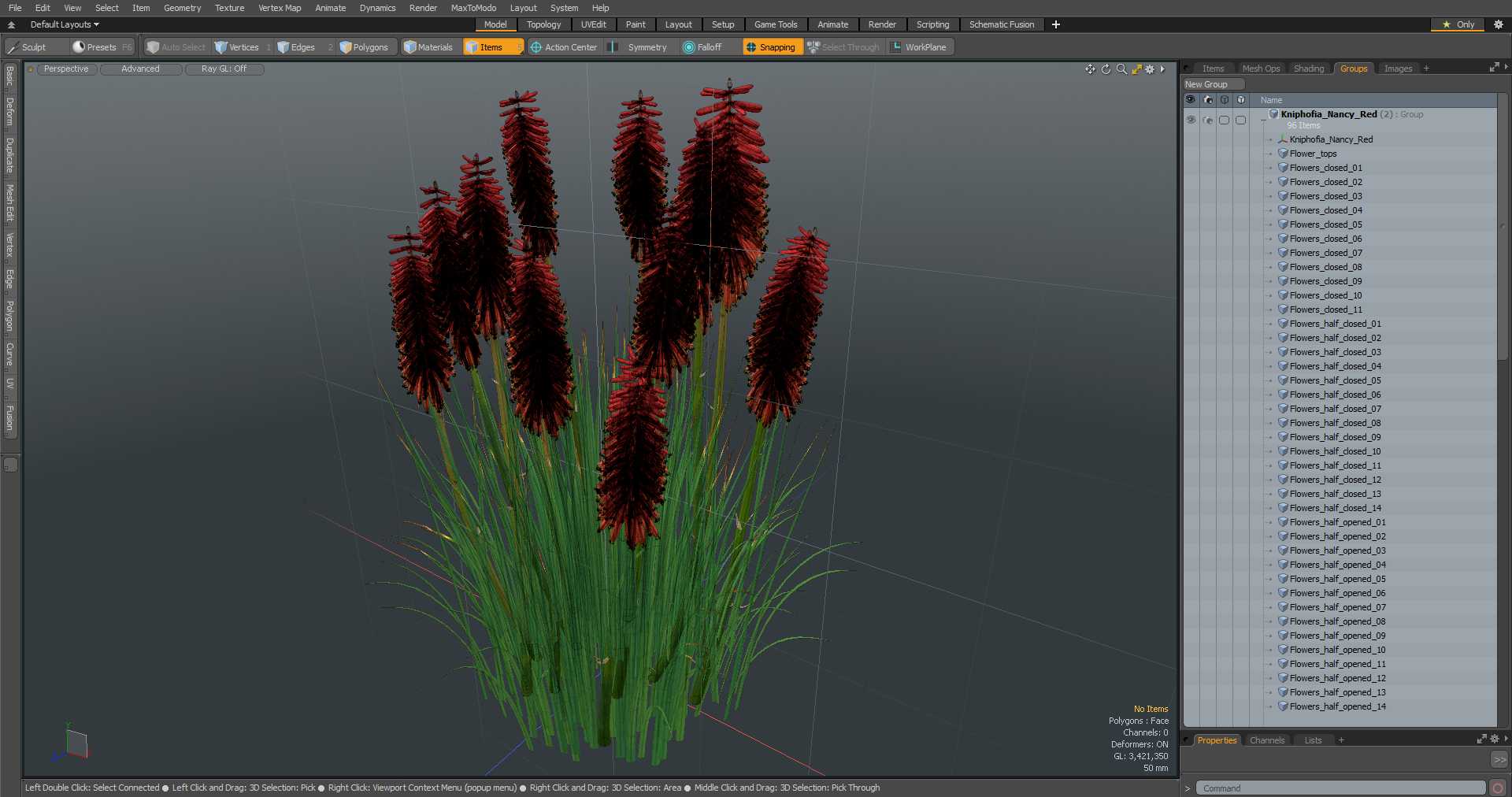 Kniphofia Nancy Red 3D model