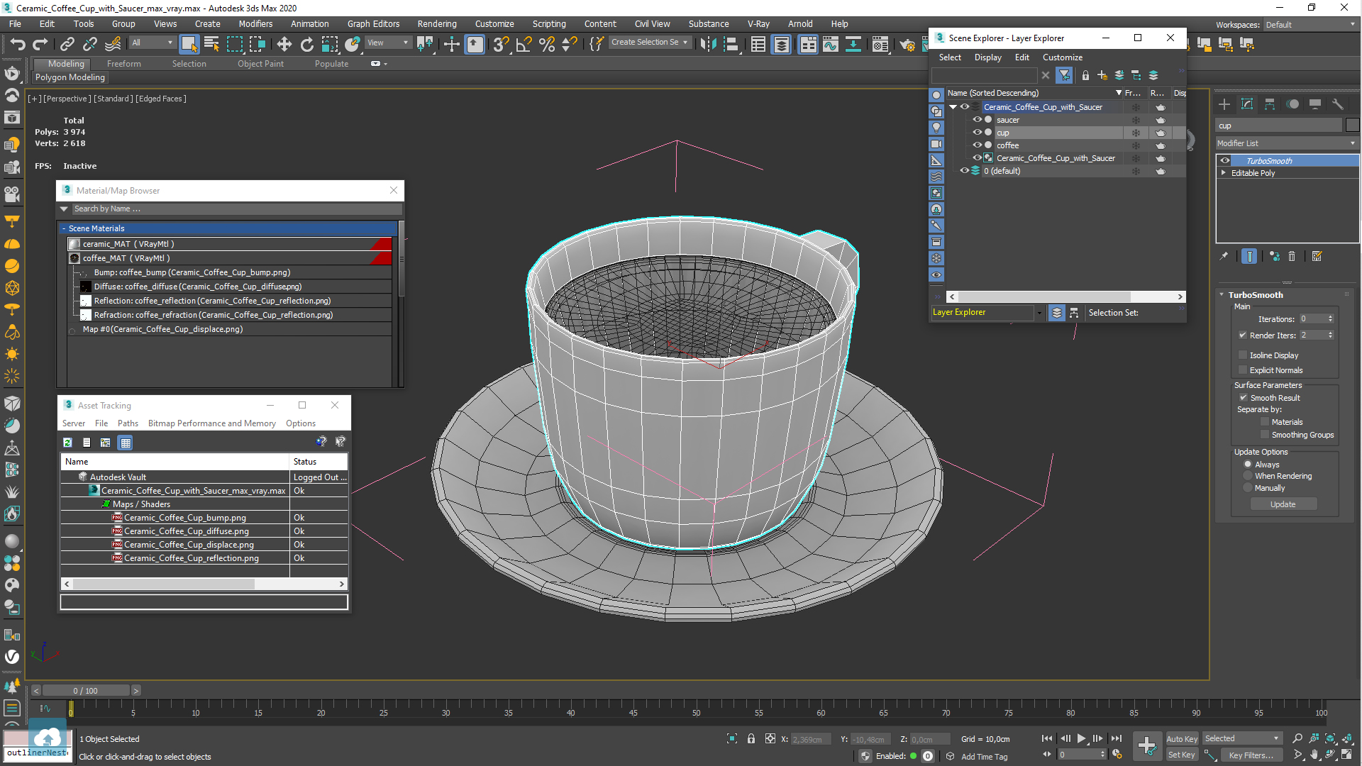 3D model Ceramic Coffee Cup with Saucer