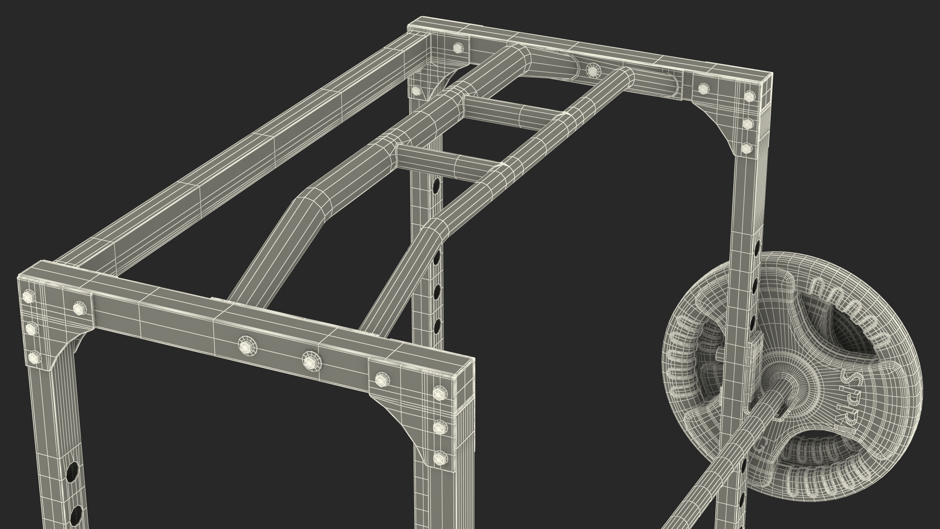 3D Power Cage Black and Barbell model