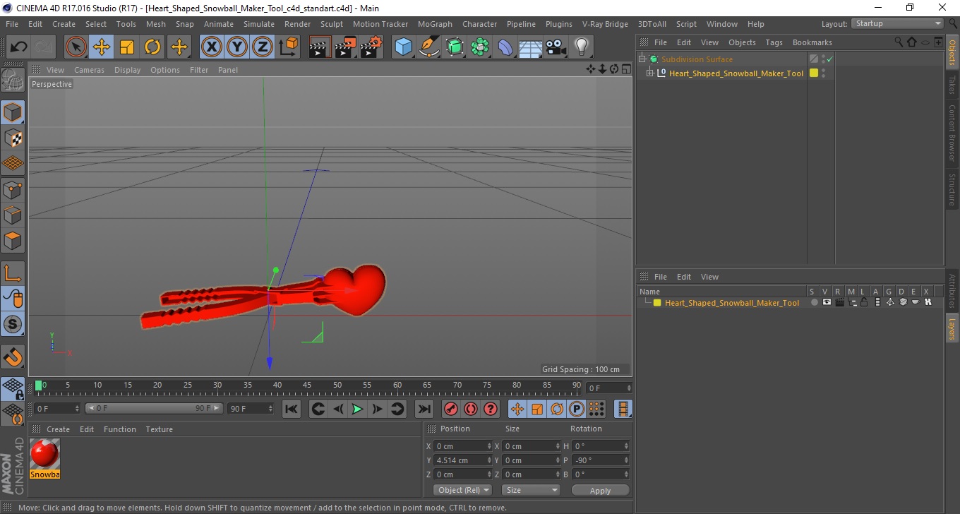 Heart Shaped Snowball Maker Tool 3D