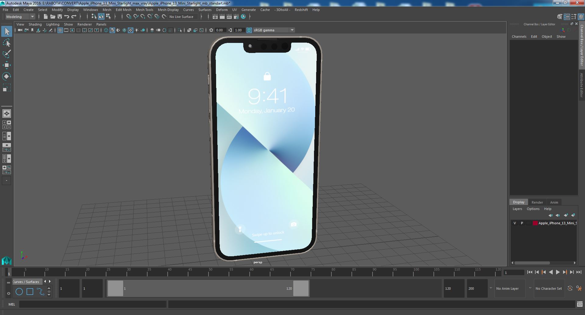 3D model Apple iPhone 13 Mini Starlight