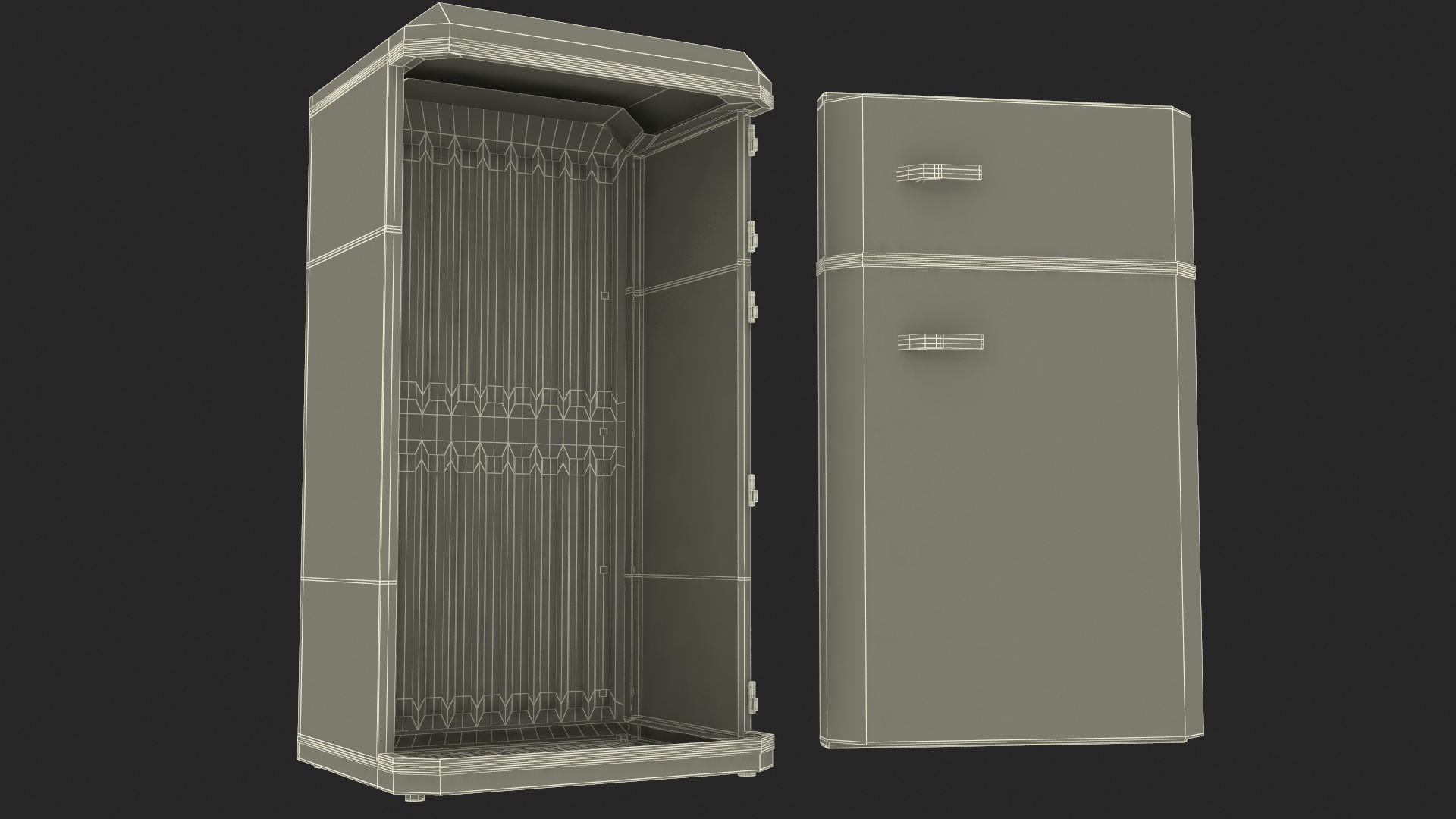 3D Top Mount Retro Fridge White model