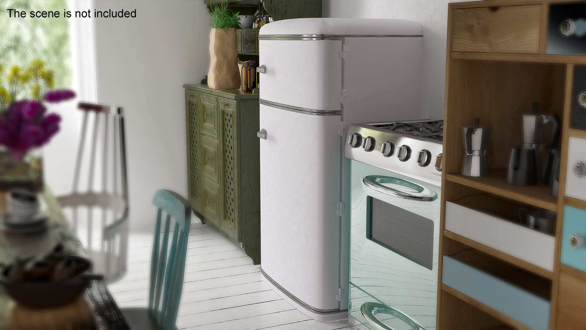 3D Top Mount Retro Fridge White model