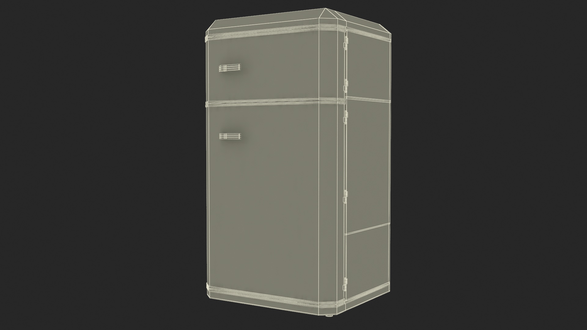 3D Top Mount Retro Fridge White model