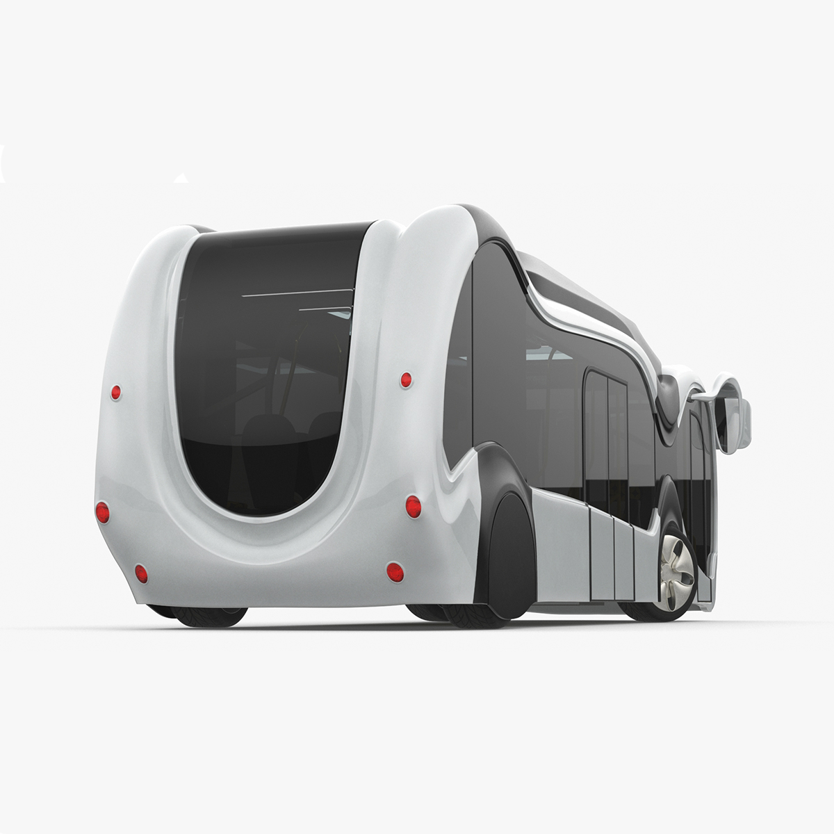 3D Futuristic Electric Bus Concept White Rigged for Maya model