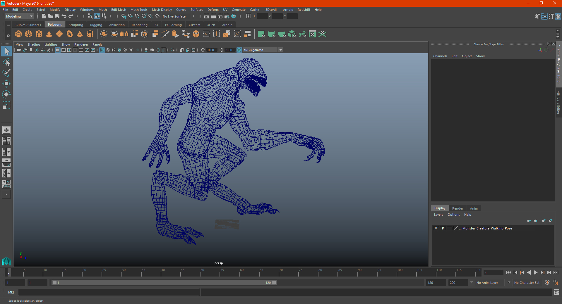 Monster Creature Walking Pose 3D model