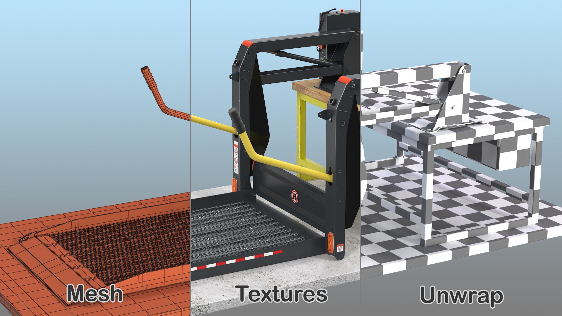 Linear Wheelchair Lift Rigged 3D model