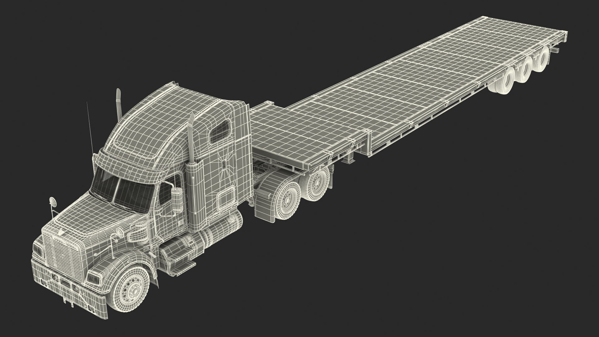 Freightliner Truck With Extendable Trailer 3D