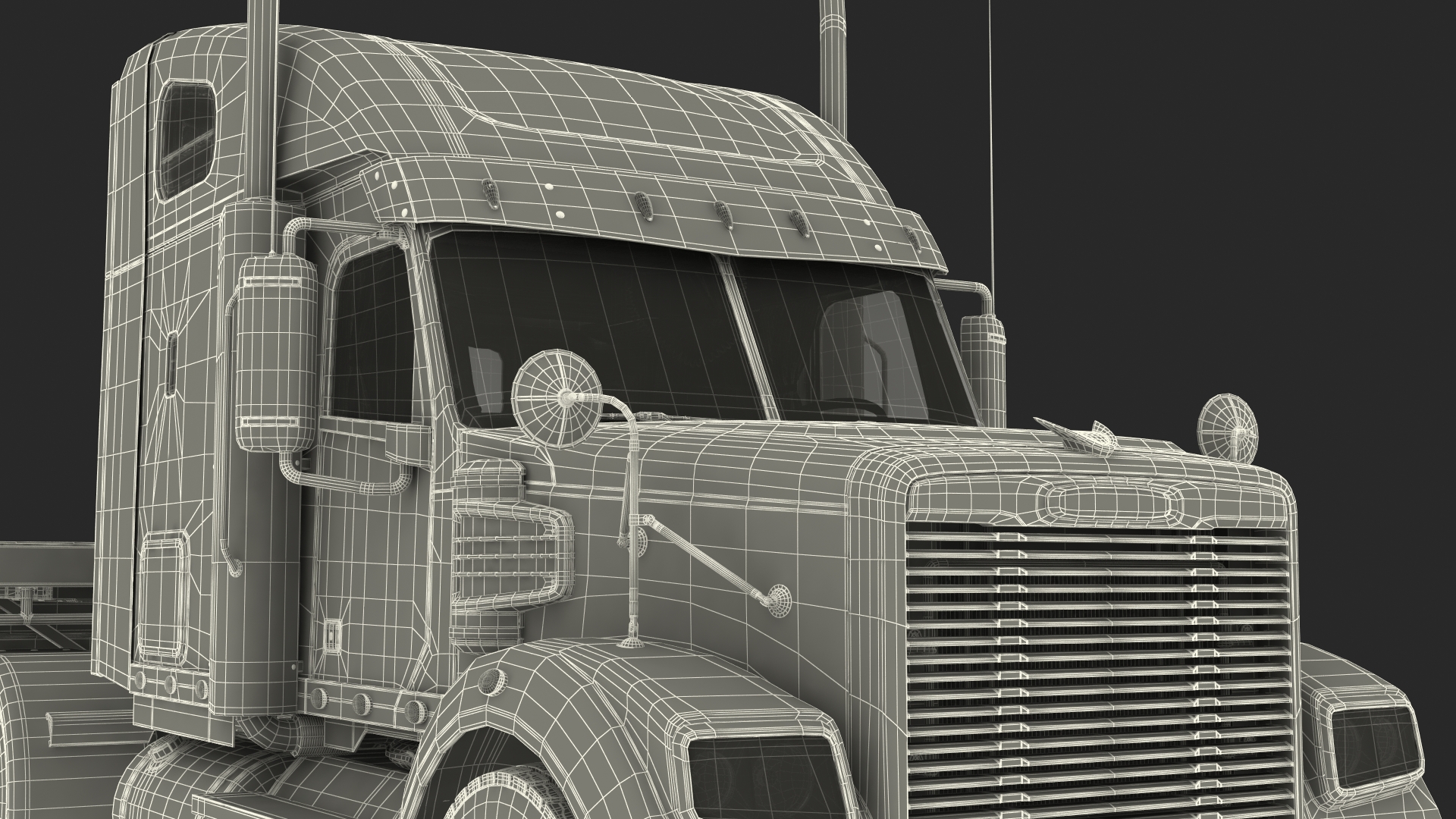 Freightliner Truck With Extendable Trailer 3D