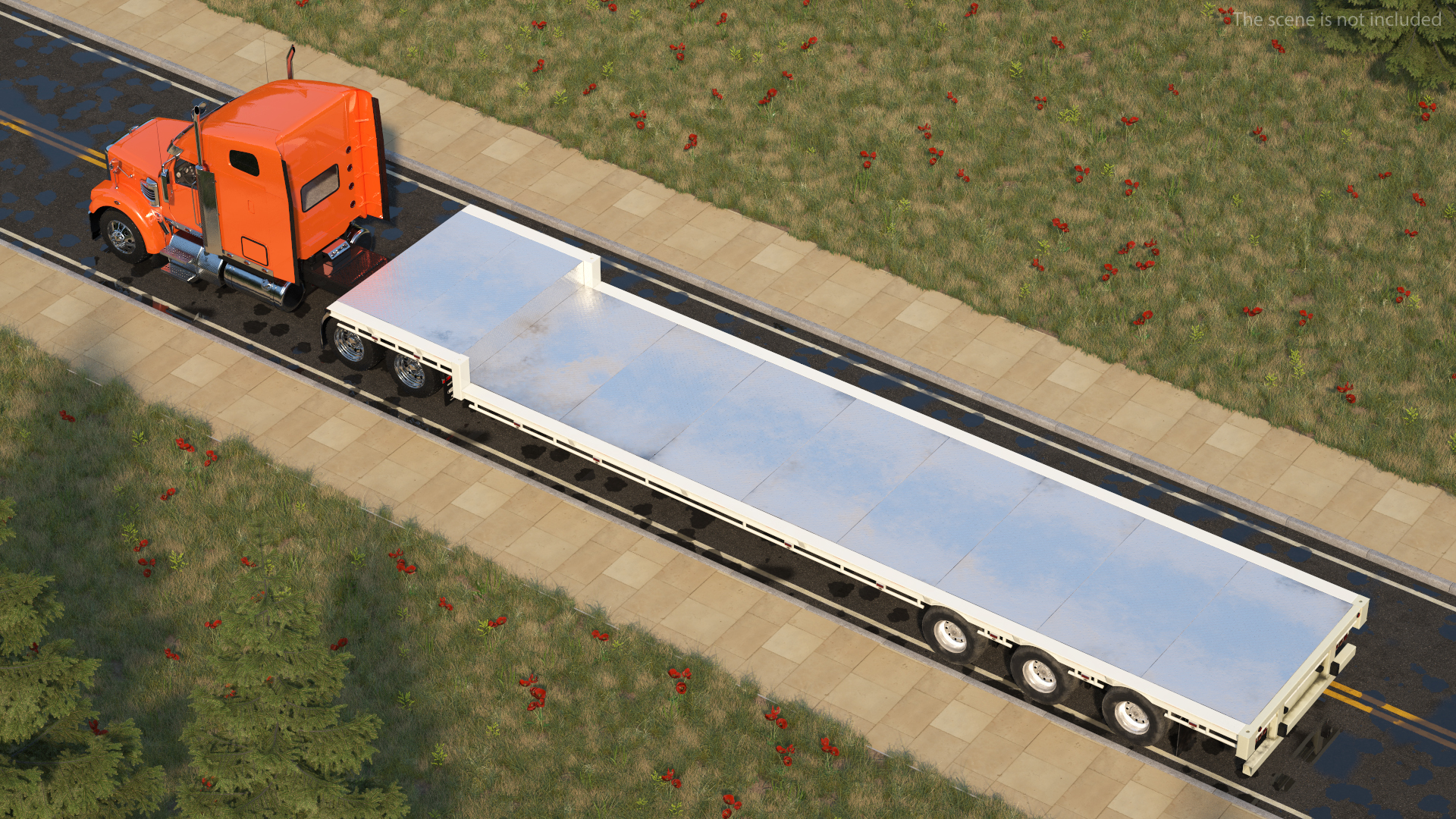 Freightliner Truck With Extendable Trailer 3D