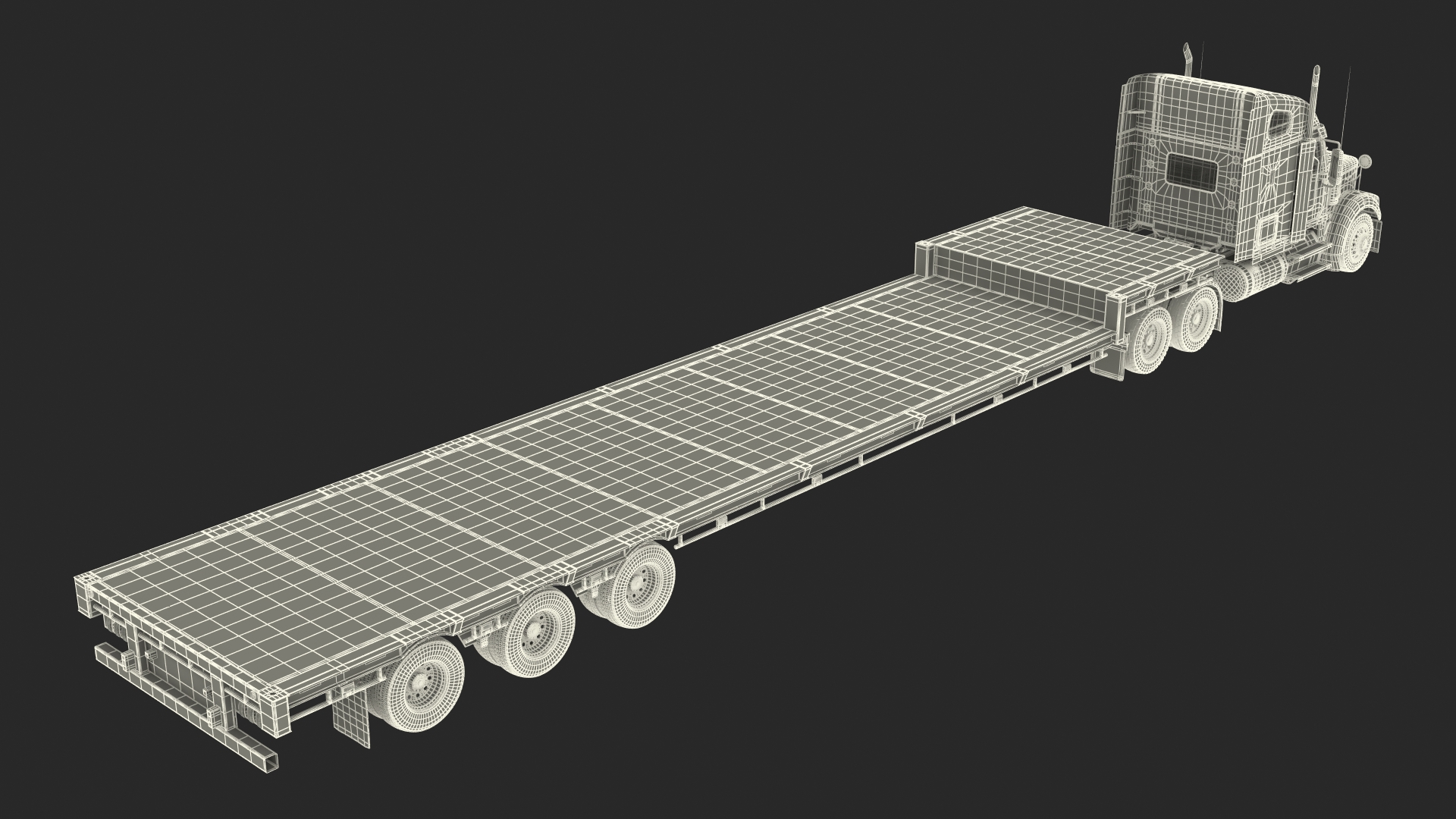 Freightliner Truck With Extendable Trailer 3D