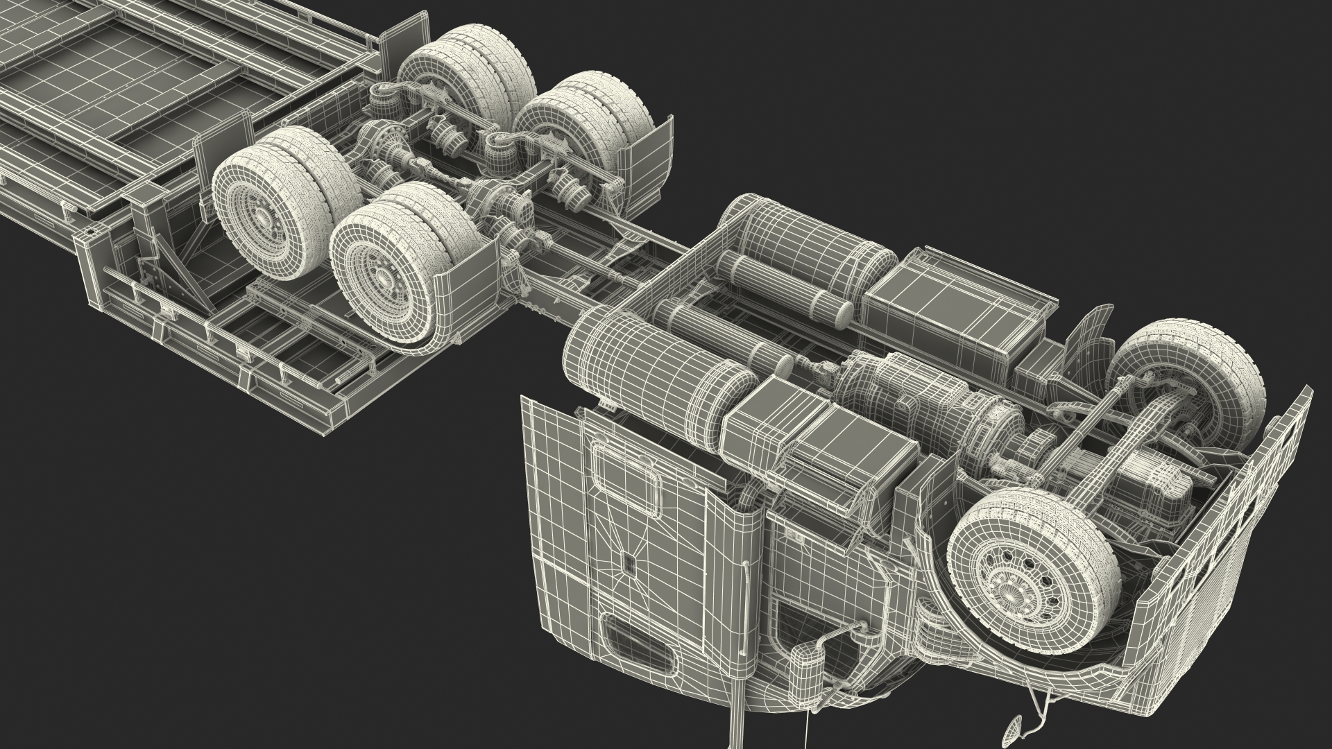 Freightliner Truck With Extendable Trailer 3D