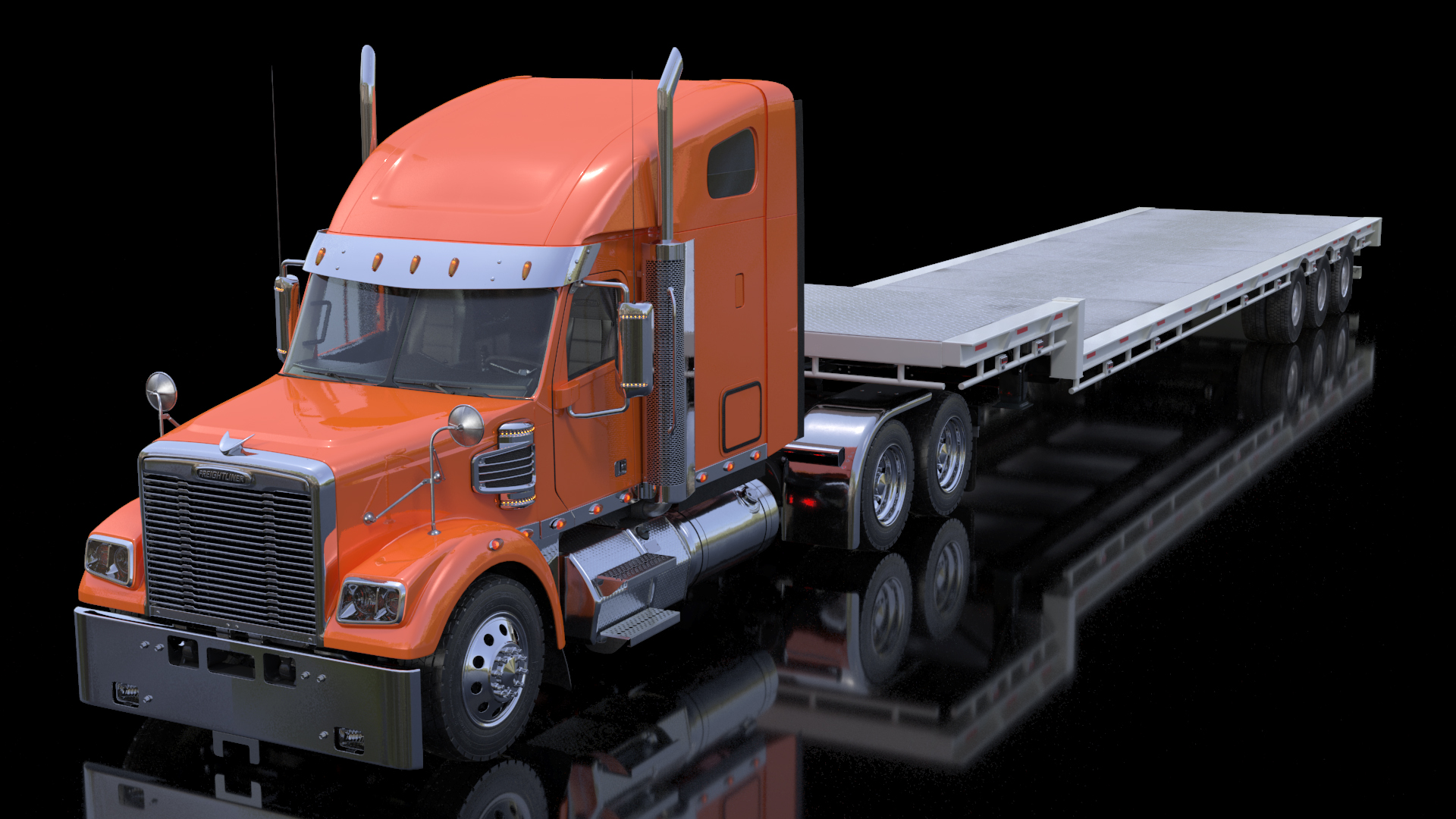 Freightliner Truck With Extendable Trailer 3D