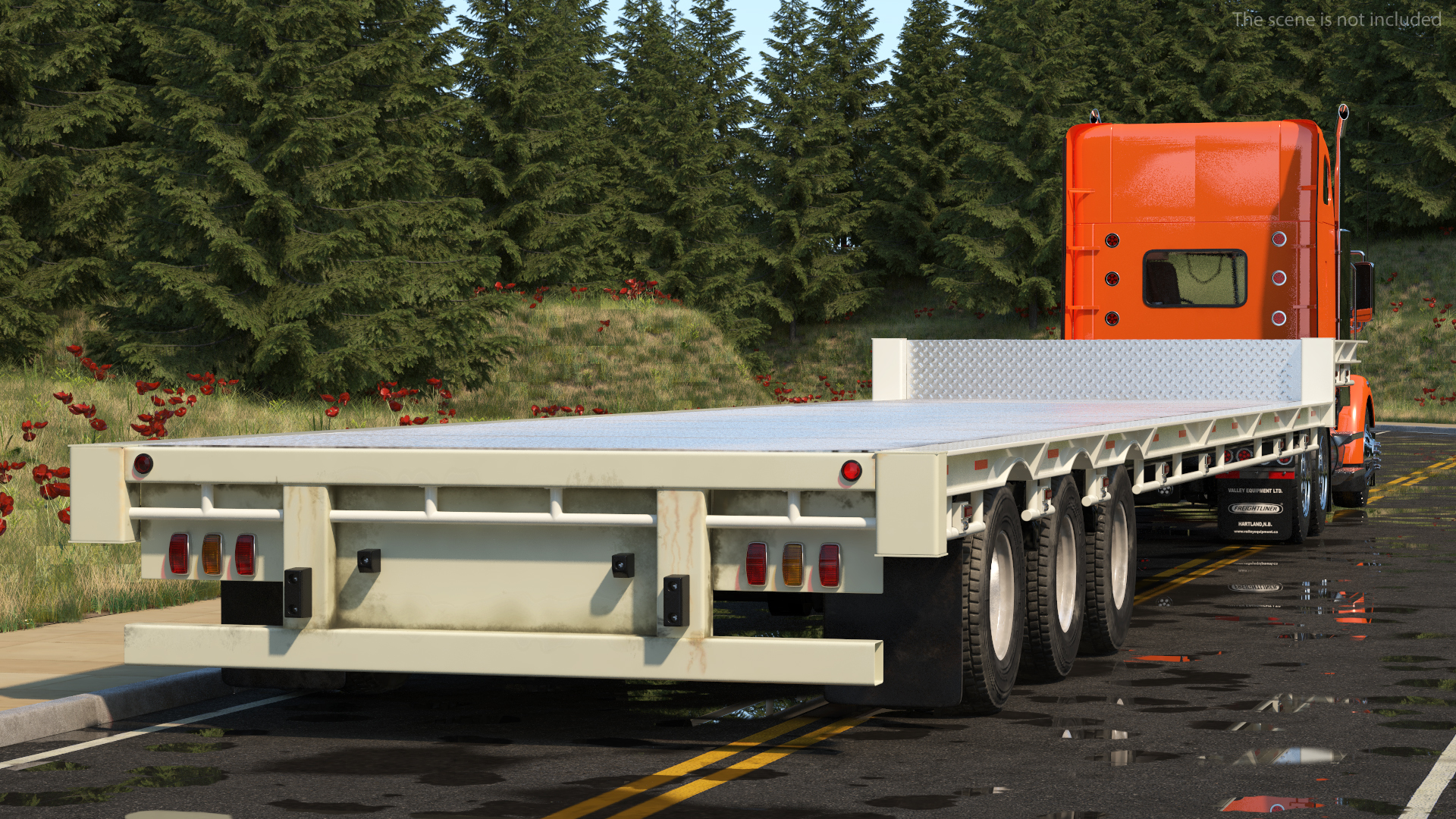 Freightliner Truck With Extendable Trailer 3D