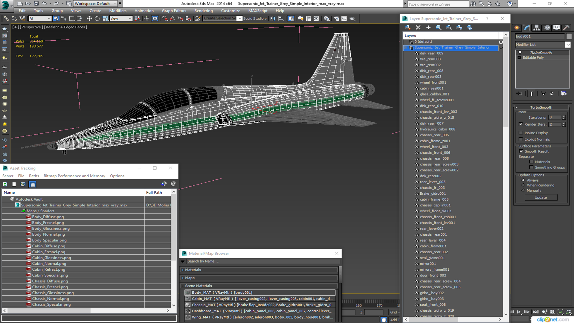 3D Supersonic Jet Trainer Grey Simple Interior model