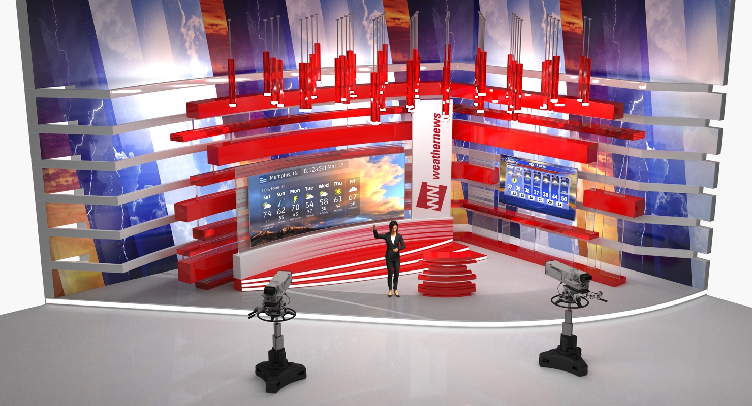 TV Presenter of Weather Forecast Rigged 3D model