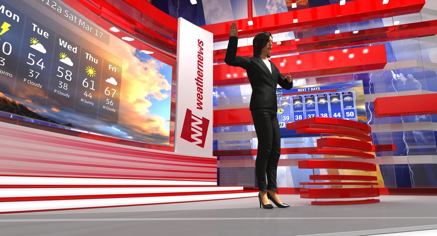 TV Presenter of Weather Forecast Rigged 3D model